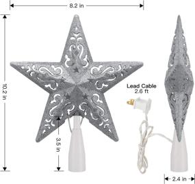 img 1 attached to 🌟 Silver Glittered 8" Christmas Star Tree Topper with Built-in String Lights for Holiday Decor - Includes Spare Bulbs and Fuses