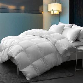 img 4 attached to 🛏️ DWR King Size Feathers Down Comforter - Ultra-Soft Pima Cotton Quilted, Fluffy All Season Warmth - 750 Fill-Power Luxury Hotel Bedding - Goose Down Comforter Duvet Insert with Ties - White (106x90 Inches)