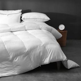 img 2 attached to 🛏️ DWR King Size Feathers Down Comforter - Ultra-Soft Pima Cotton Quilted, Fluffy All Season Warmth - 750 Fill-Power Luxury Hotel Bedding - Goose Down Comforter Duvet Insert with Ties - White (106x90 Inches)