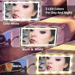img 3 attached to 🚘 Car Visor Vanity Mirror with Lights - USB Powered, Dimmable 60 LED Makeup Mirror for Women, 3 Light Mode Sun Visor Mirror with Touch Screen - Clip-on Vanity Mirror (White)