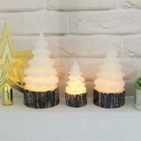 img 2 attached to Wondise Flameless Pine Tree Shape Candles Set of 3 with Timer, Battery Operated Real Wax LED Flickering Warm Yellow Light Candles for Home Decor and Christmas Gifts