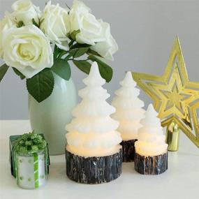 img 3 attached to Wondise Flameless Pine Tree Shape Candles Set of 3 with Timer, Battery Operated Real Wax LED Flickering Warm Yellow Light Candles for Home Decor and Christmas Gifts