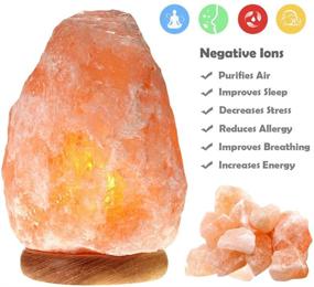 img 3 attached to 🔮 Betus Natural Crystal Himalaya Salt Lamp - Hand Carved on Wood Base with Dimmable Cord and Light Bulb - 8 to 9 Inches Height, 8 to 11 Pounds