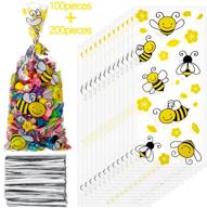 🐝 buzz-worthy bundle: 100 honey bee treat cello bags with 200 twist ties - ideal for candies, chocolates, cookies, and snacks! logo
