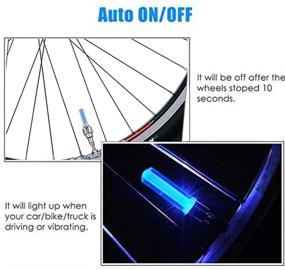img 2 attached to 🚲 FICBOX Светодиодные водонепроницаемые мигающие огни для колес - крышки вентиля шины велосипеда для автомобилей, велосипедов, мотоциклов, 8 шт. (синий)