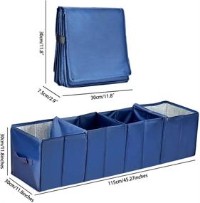 img 2 attached to 🚗 Cozyswan Collapsible Car Trunk Organizer: Foldable Multi-Compartment Storage Basket, Cooler & Warmer Set - Blue Fabric Auto Trunk Storage Container