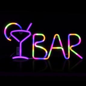 img 4 attached to Living Room Wall Decor Neon Bar Sign Lights - 8 LED Lighting Modes, Adjustable Brightness, Battery/USB Powered with Remote Control - Ideal for Birthday Party, Christmas, Wedding, Bedroom (Purple Color)