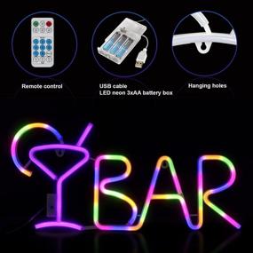 img 2 attached to Living Room Wall Decor Neon Bar Sign Lights - 8 LED Lighting Modes, Adjustable Brightness, Battery/USB Powered with Remote Control - Ideal for Birthday Party, Christmas, Wedding, Bedroom (Purple Color)