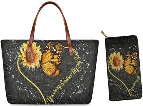 img 4 attached to Yiekeluo Sunflower Butterfly Neoprene Shoulder Women's Handbags & Wallets