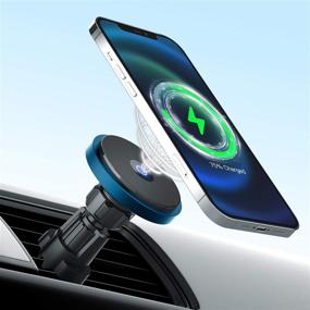 img 4 attached to Catalpa U Quick Aligned Magnetic 15W Wireless Car Mount Charger - ⚡ Optimized for iPhone 12/12 Pro/12 mini/12 Pro Max Magnetic Car Mount Charger (Blue)