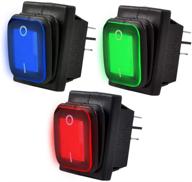 🚦 autoec 3pcs 12v waterproof rocker switch with led lighted round on/off 4 pin spst - car, truck, boat, marine, utv - kcd4 (blue red green) logo