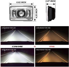 img 2 attached to Прожекторы LED COWONE 60W 4x6 дюймов - Хром | Отделение света для ближнего и дальнего зажигания | Совместимы с Kenworth T800 T600 Peterbilt 379 Feightliner Oldsmobile Cutlass H4651 H4652 H4656 H4666 H6545