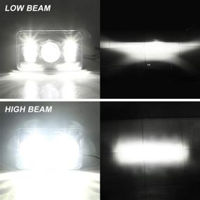 img 1 attached to Прожекторы LED COWONE 60W 4x6 дюймов - Хром | Отделение света для ближнего и дальнего зажигания | Совместимы с Kenworth T800 T600 Peterbilt 379 Feightliner Oldsmobile Cutlass H4651 H4652 H4656 H4666 H6545