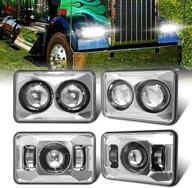 прожекторы led cowone 60w 4x6 дюймов - хром | отделение света для ближнего и дальнего зажигания | совместимы с kenworth t800 t600 peterbilt 379 feightliner oldsmobile cutlass h4651 h4652 h4656 h4666 h6545 логотип