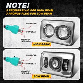img 3 attached to Прожекторы LED COWONE 60W 4x6 дюймов - Хром | Отделение света для ближнего и дальнего зажигания | Совместимы с Kenworth T800 T600 Peterbilt 379 Feightliner Oldsmobile Cutlass H4651 H4652 H4656 H4666 H6545