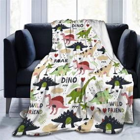 img 4 attached to 🦖 SARA NELL Dinosaur Blanket for Kids Boys Girls - Ancient Animal Dino Pattern Plush Fleece Throw Blanket - Cozy Microfiber Plush Fleece Cartoon Blanket for Bed Couch Sofa Chair Camping, 50"X40