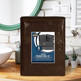 img 1 attached to 🛀 Luxurious Utopia Towels - Dark Brown Premium Towel Set: 2 Bath Towels, 2 Hand Towels, 4 Washcloths - Highly Absorbent, 700 GSM Ring Spun Cotton - Ideal for Bathroom and Shower - 8 Piece Set