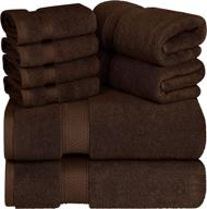 🛀 luxurious utopia towels - dark brown premium towel set: 2 bath towels, 2 hand towels, 4 washcloths - highly absorbent, 700 gsm ring spun cotton - ideal for bathroom and shower - 8 piece set logo