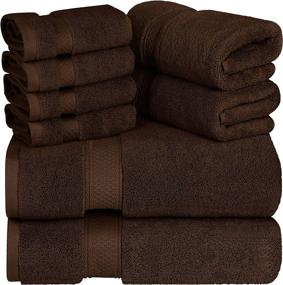 img 4 attached to 🛀 Luxurious Utopia Towels - Dark Brown Premium Towel Set: 2 Bath Towels, 2 Hand Towels, 4 Washcloths - Highly Absorbent, 700 GSM Ring Spun Cotton - Ideal for Bathroom and Shower - 8 Piece Set