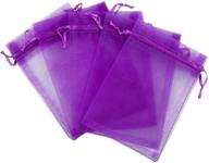 🎁 anleolife 100-pack of deep purple organza bags and jewelry velvet drawstring pouches - ideal for wedding favors, candy gifts, and more - 4 ounce capacity logo