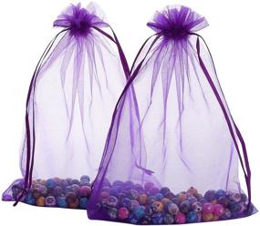 img 1 attached to 🎁 Anleolife 100-Pack of Deep Purple Organza Bags and Jewelry Velvet Drawstring Pouches - Ideal for Wedding Favors, Candy Gifts, and More - 4 Ounce Capacity