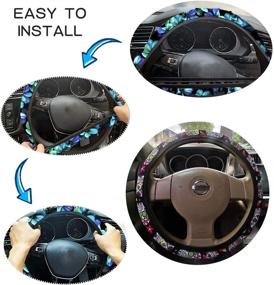 img 2 attached to 🚗 Neoprene Car Steering Wheel Cover with Soft Padding - Durable, Odorless, Universal 15 Inch Steering Cover with Anti-Slip Embossing Pattern - Paisley Skull Galaxy