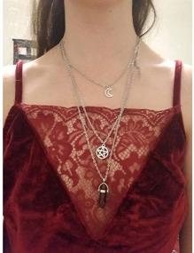 img 2 attached to 🌙 Stunning MJartoria Moon Pentagram Necklaces: Exquisite Crystal Chakra Pendant, Multi-Layered Chain Choker Set & Gothic Jewelry for Women