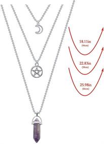 img 3 attached to 🌙 Stunning MJartoria Moon Pentagram Necklaces: Exquisite Crystal Chakra Pendant, Multi-Layered Chain Choker Set & Gothic Jewelry for Women