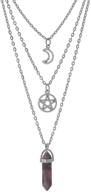 🌙 stunning mjartoria moon pentagram necklaces: exquisite crystal chakra pendant, multi-layered chain choker set & gothic jewelry for women logo