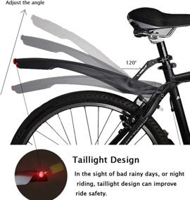 img 1 attached to 🚲 Mordely Bicycle Fender Set with LED Tail Lights: Three Modes, Widen & Deepen Mudguard with Installation Tools - Black