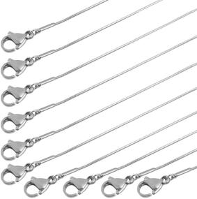 img 4 attached to Forise 10 Pcs Silver Stainless Steel Snake Chains Necklace for Elegant Jewelry Making, 1mm – with Convenient Lobster Clasp!