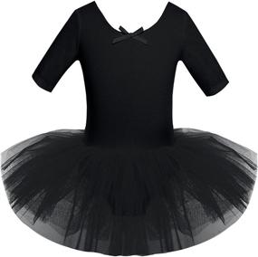 img 3 attached to 👗 YiZYiF Kids Girl's Short Sleeved Gymnastics Ballet Dance Leotard Dress - Stylish Cross Back Design