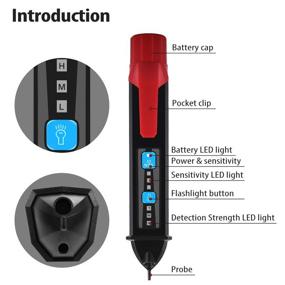 img 1 attached to ⚡️ Adjustable Sensitivity Non-Contact Voltage Tester Pen - AC Voltage Detector, LED Flashlight and Buzzer Alarm - Multi Range AC 12-1000V - Live/Null Wire Judgment