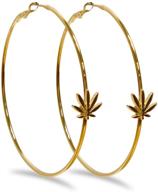 🌹 14k gold dipped sugar rose cannabis earring hoops - fashion jewelry gift for girls and women: stylish cannabis accessories logo