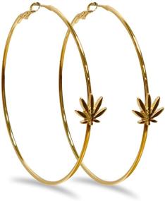 img 4 attached to 🌹 14K Gold Dipped Sugar Rose Cannabis Earring Hoops - Fashion Jewelry Gift for Girls and Women: Stylish Cannabis Accessories