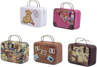 📦 auear vintage tin box set - 5 pcs small iron suitcase style decorative storage boxes for portable organization and hangbag use логотип