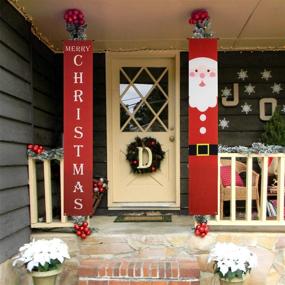 img 1 attached to 🎅 Transform Your Home with KENPMA Christmas Outdoor Banner Front Porch Sign - Merry Christmas Santa Claus Décor for Door, Living Room, Kitchen - Festive Xmas Holiday Banners