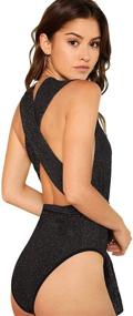 img 3 attached to Verdusa Women's Cross Bodysuit Sleeveless - Premium Women's Clothing in Bodysuits