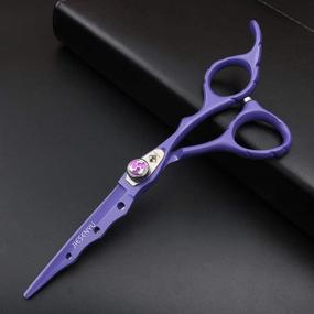 img 2 attached to 💇 JIESENYU High-End Flame Screw Purple Professional Hairdresser 6 Inch Hairdressing Scissors: Premium 440C Steel Salon Modeling Tool