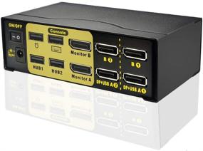 img 4 attached to 🖥️ 2 Port DisplayPort KVM Switch - Dual-Monitor - DP 1.2 USB KVM Switch - 4K @60Hz Dual View - 2.0 USB Hub - IR Switching - Control 2 Computers with DP + USB Inputs & 2 Monitors with DP Ports