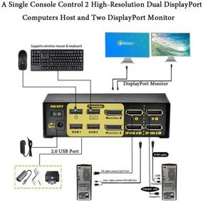 img 2 attached to 🖥️ 2 Port DisplayPort KVM Switch - Dual-Monitor - DP 1.2 USB KVM Switch - 4K @60Hz Dual View - 2.0 USB Hub - IR Switching - Control 2 Computers with DP + USB Inputs & 2 Monitors with DP Ports