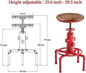 img 3 attached to Topower American Antique Vintage Industrial Barstool - Solid Wood Water Pipe Fire Hydrant Design - Cafe Coffee Industrial Bar Stool Set of 2 (Antique Red)