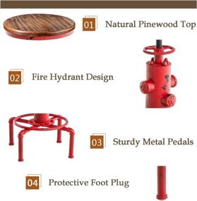 img 2 attached to Topower American Antique Vintage Industrial Barstool - Solid Wood Water Pipe Fire Hydrant Design - Cafe Coffee Industrial Bar Stool Set of 2 (Antique Red)