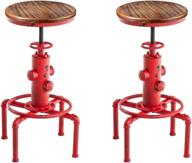 topower american antique vintage industrial barstool - solid wood water pipe fire hydrant design - cafe coffee industrial bar stool set of 2 (antique red) логотип