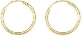 img 2 attached to 🔶 Ritastephens 14K Solid Yellow Gold Hoops: Endless Hoop Earrings 16mm - Timeless Style and Quality