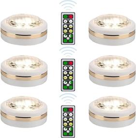 img 4 attached to 💡 6 Pack Wireless LED Puck Lights with Remote Control, Battery Operated LED Under Cabinet Lights, Closet Light, Under Counter Lighting, Stick On Lights Pucks