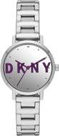 dkny womens modernist stainless tone ny2838 logo