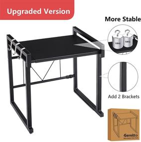 img 2 attached to 🔥 GEMITTO Expandable Microwave Oven Rack: 2-Tier Shelf Stand with 3 Hooks, 55lbs Load Bearing - Perfect for Oven Toaster on Kitchen Counter