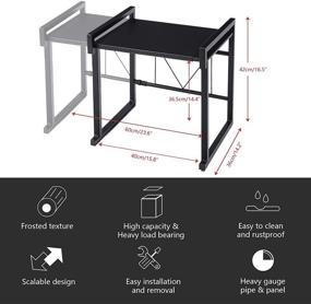 img 3 attached to 🔥 GEMITTO Expandable Microwave Oven Rack: 2-Tier Shelf Stand with 3 Hooks, 55lbs Load Bearing - Perfect for Oven Toaster on Kitchen Counter