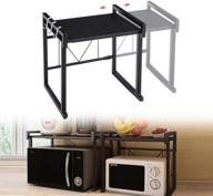 🔥 gemitto expandable microwave oven rack: 2-tier shelf stand with 3 hooks, 55lbs load bearing - perfect for oven toaster on kitchen counter логотип